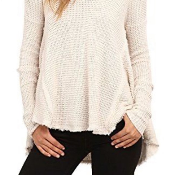 Womens Free People Cream Cold Shoulder Sweater size Large - Picture 6 of 6